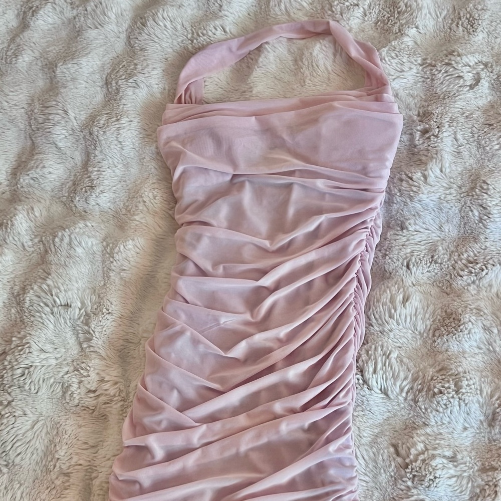 Elegant Pink Ruched Dress